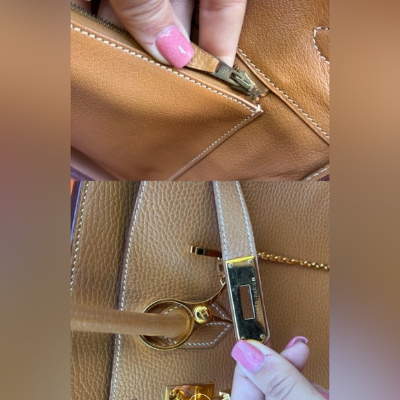 Authentic HERMES BIRKIN 35 natural brown Togo leather gold hardware with charm - Picture 11 of 16